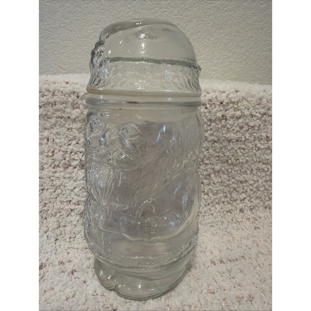 Vintage Libby Clear Glass Santa Claus Apothecary Candy Jar CHRISTMAS - Picture 2 of 7